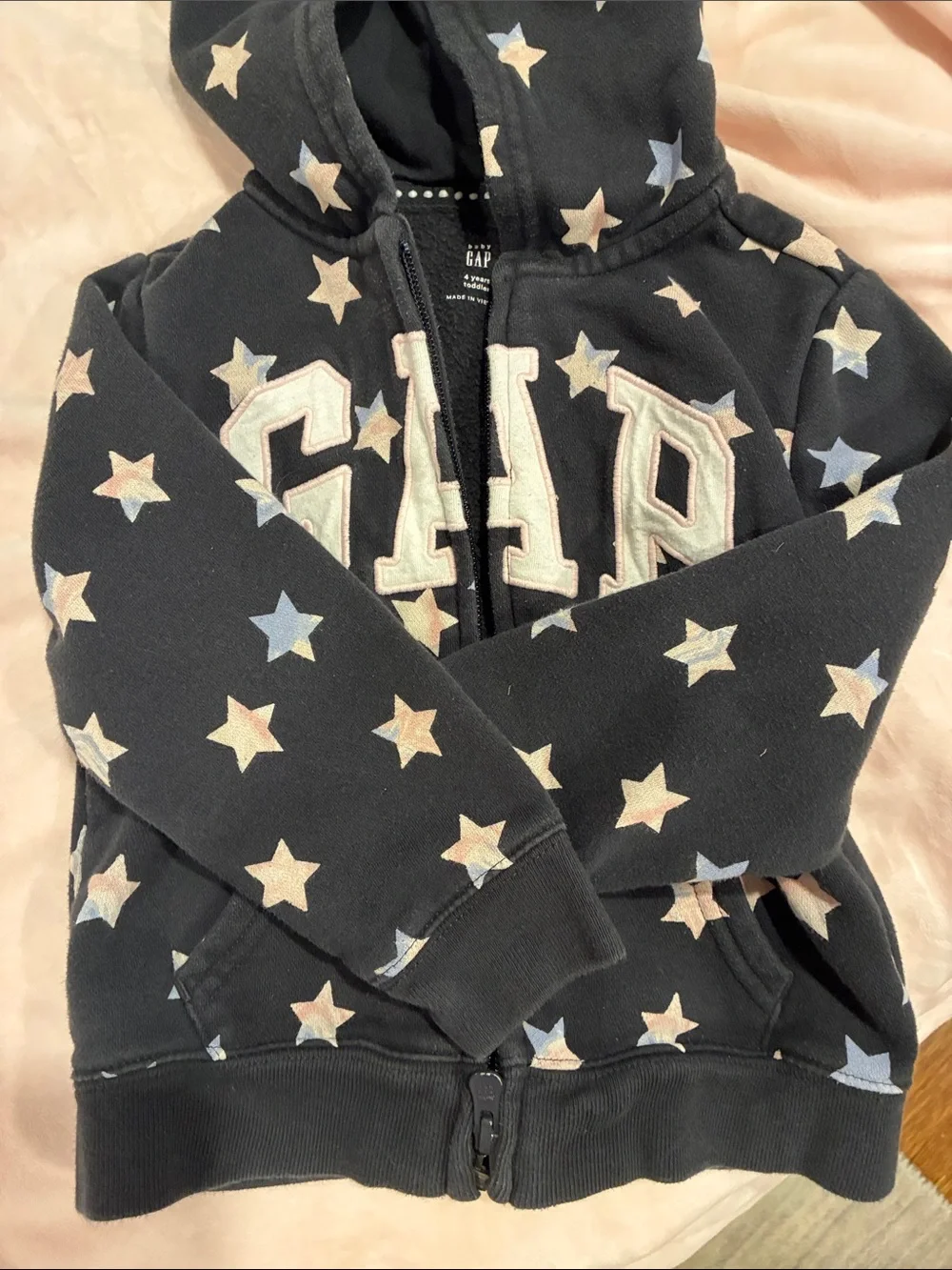GAP Black Hoodie with Pastel Star Print